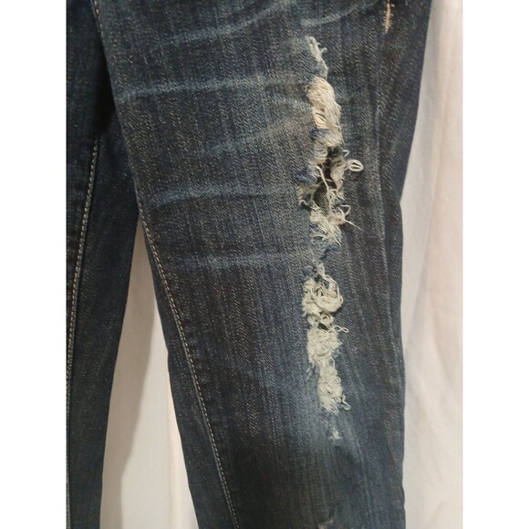 DECREE Women's Juniors Super Skinny Distressed Low Rise Denim Blue Jeans-Size 7 - Picture 4 of 13